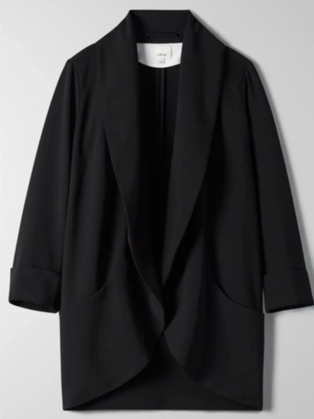 Aritzia Wilfred Chevalier Black Open Front Blazer Size 8